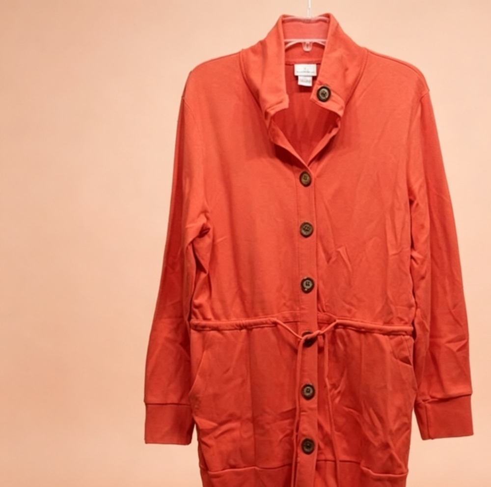 BUTTON Down Jacket with Drawstring Waist
